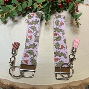 Mr. Grinch Christmas Pink Holiday Keychain Wristlets (price is for 1)